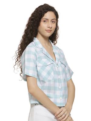 lapel neck checkered shirt - 16744328 - Standard Image - 2