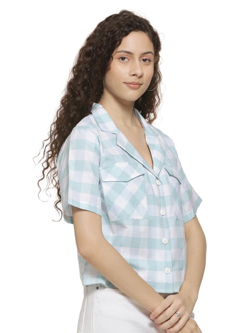 lapel neck checkered shirt - 16744328 - Zoom Image - 2
