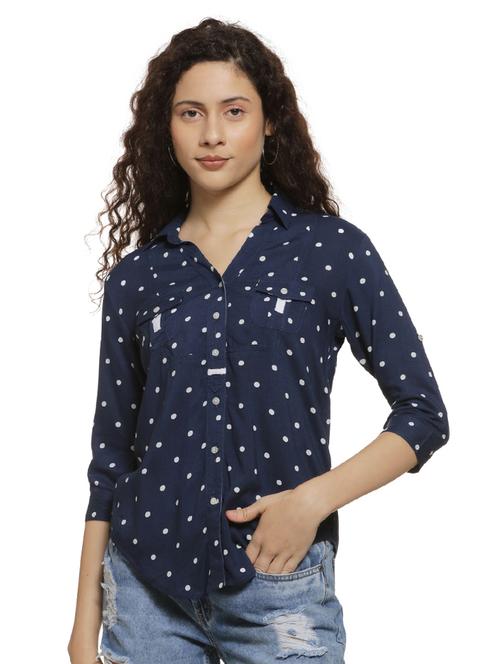pocket detail polka dots shirt - 16744329 - Very Small Image - 1