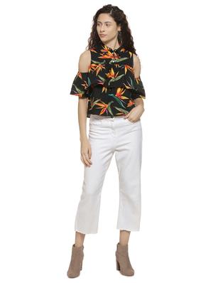 cold shoulder ruffle detail floral top - 16744331 - Standard Image - 4