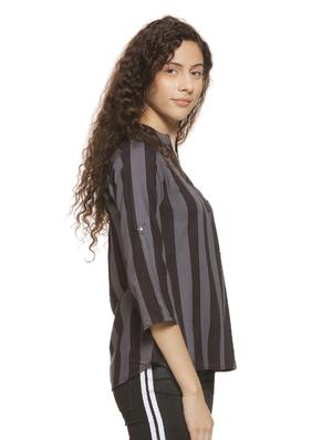 mandarin neck striped top - 16744333 - Standard Image - 2
