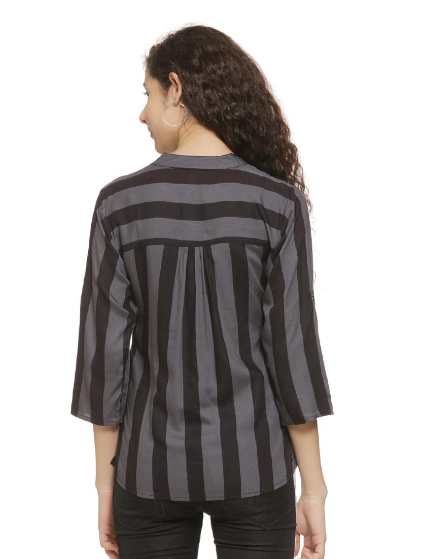 mandarin neck striped top - 16744333 - Zoom Image - 3