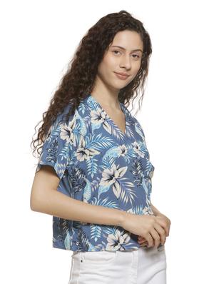 v neck floral short sleeved top - 16744334 - Standard Image - 2