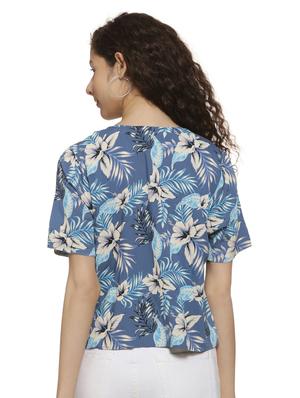 v neck floral short sleeved top - 16744334 - Standard Image - 3