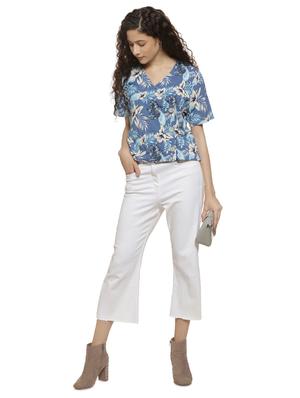 v neck floral short sleeved top - 16744334 - Standard Image - 4