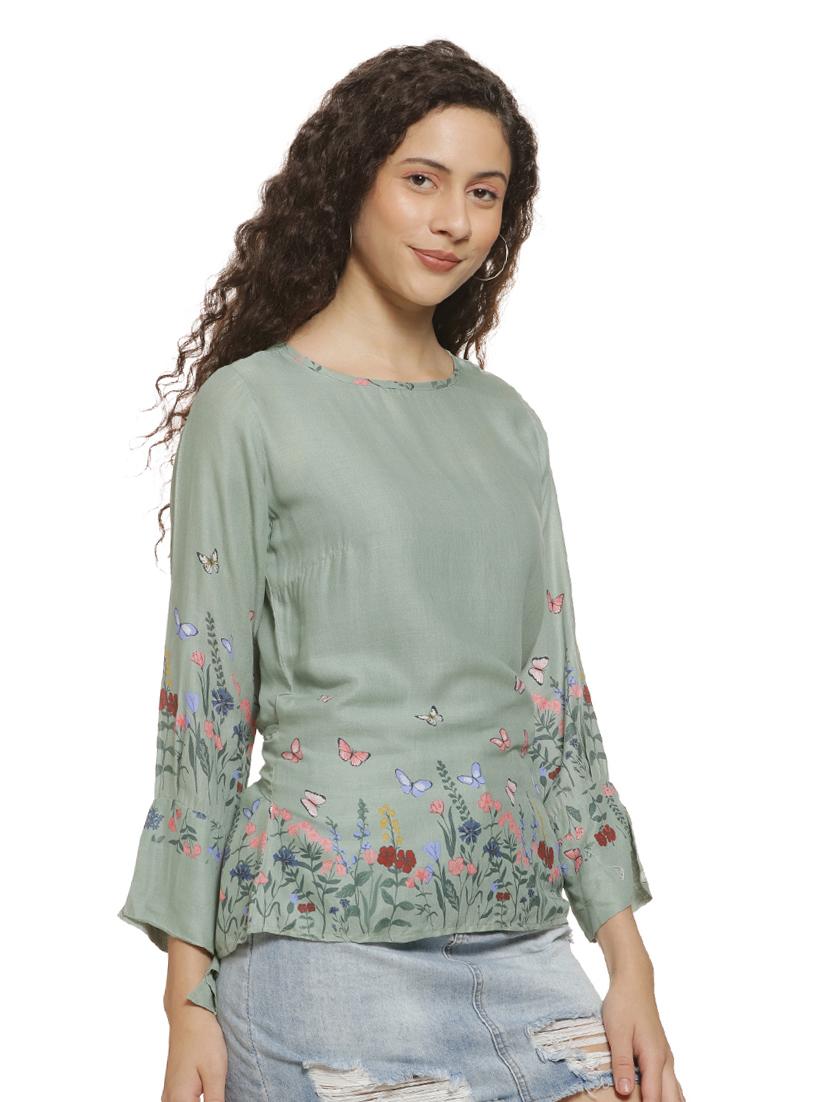 tie knot back floral top - 16744335 - Zoom Image - 2