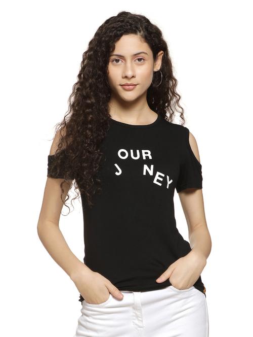 cold shoulder quirky crop top - 16744339 - Standard Image - 1