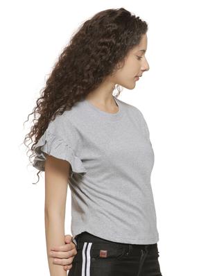 round neck ruffle detail top - 16744340 - Standard Image - 2
