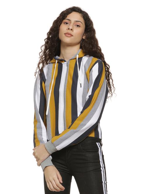 long sleeved striped hooded sweatshirt - 16744343 - Very Small Image - 1