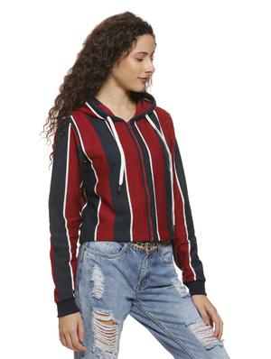 long sleeved striped hooded jacket - 16744344 - Standard Image - 2