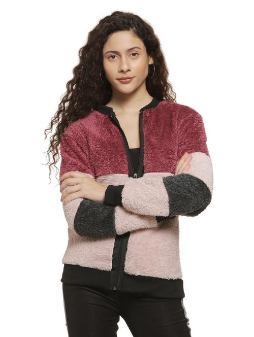 long sleeved color block fur jacket - 16744357 - Very Small Image - 1