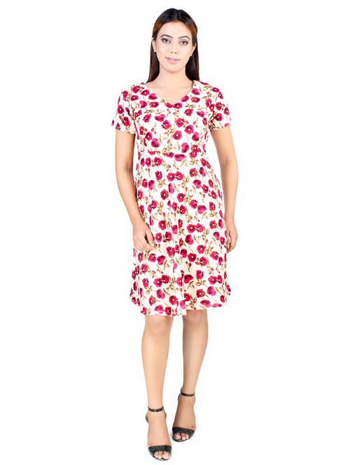 v neck floral a-line dress - 16744671 - Very Small Image - 1
