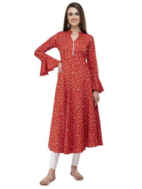 floral printed flared kurta - 16744989 - Standard Image - 1