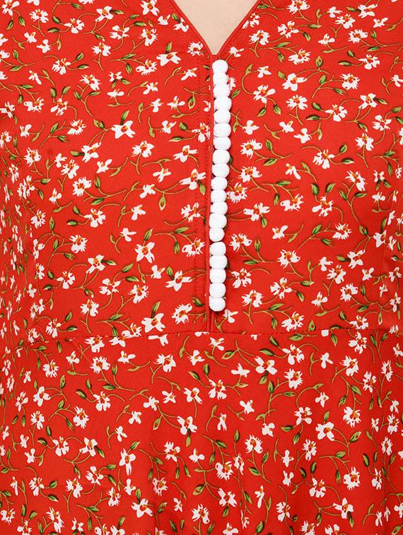 floral printed flared kurta - 16744989 - Zoom Image - 4