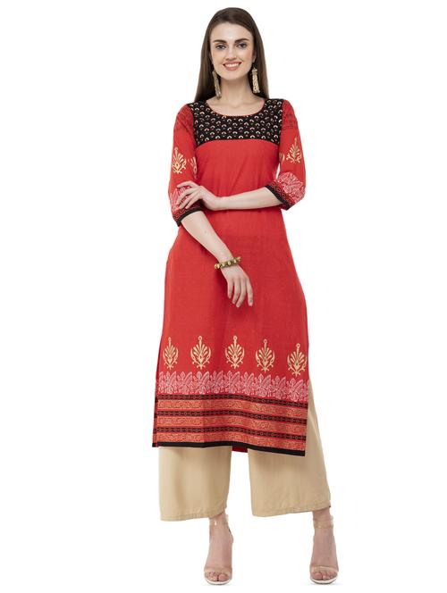 printed straight kurta - 16744992 - Standard Image - 1