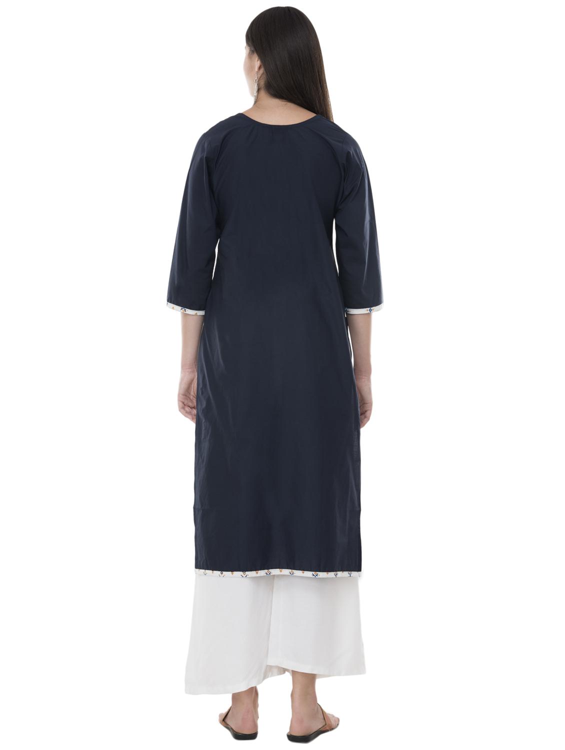 embroidered straight kurta - 16745002 - Zoom Image - 3