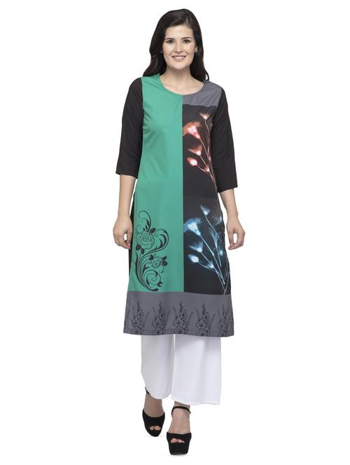 color block straight kurta - 16745021 - Standard Image - 1