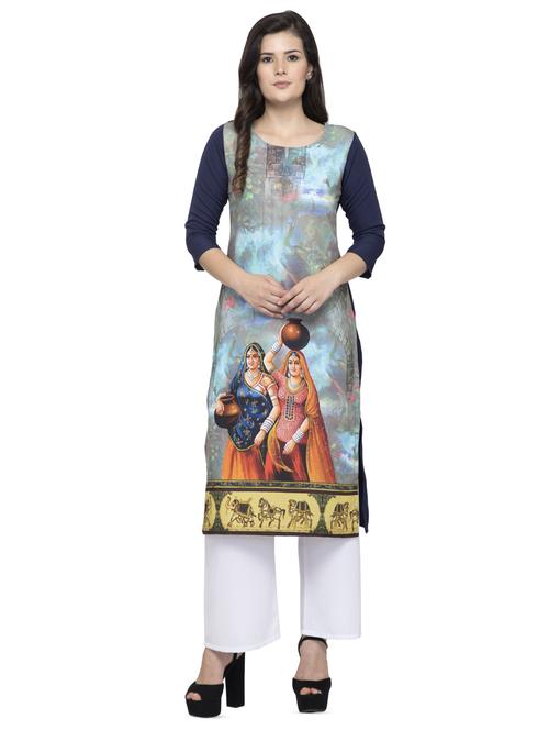 digital printed straight kurta - 16745023 - Standard Image - 1
