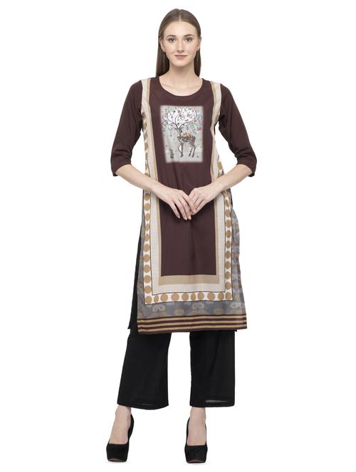 color block straight kurta - 16745024 - Standard Image - 1