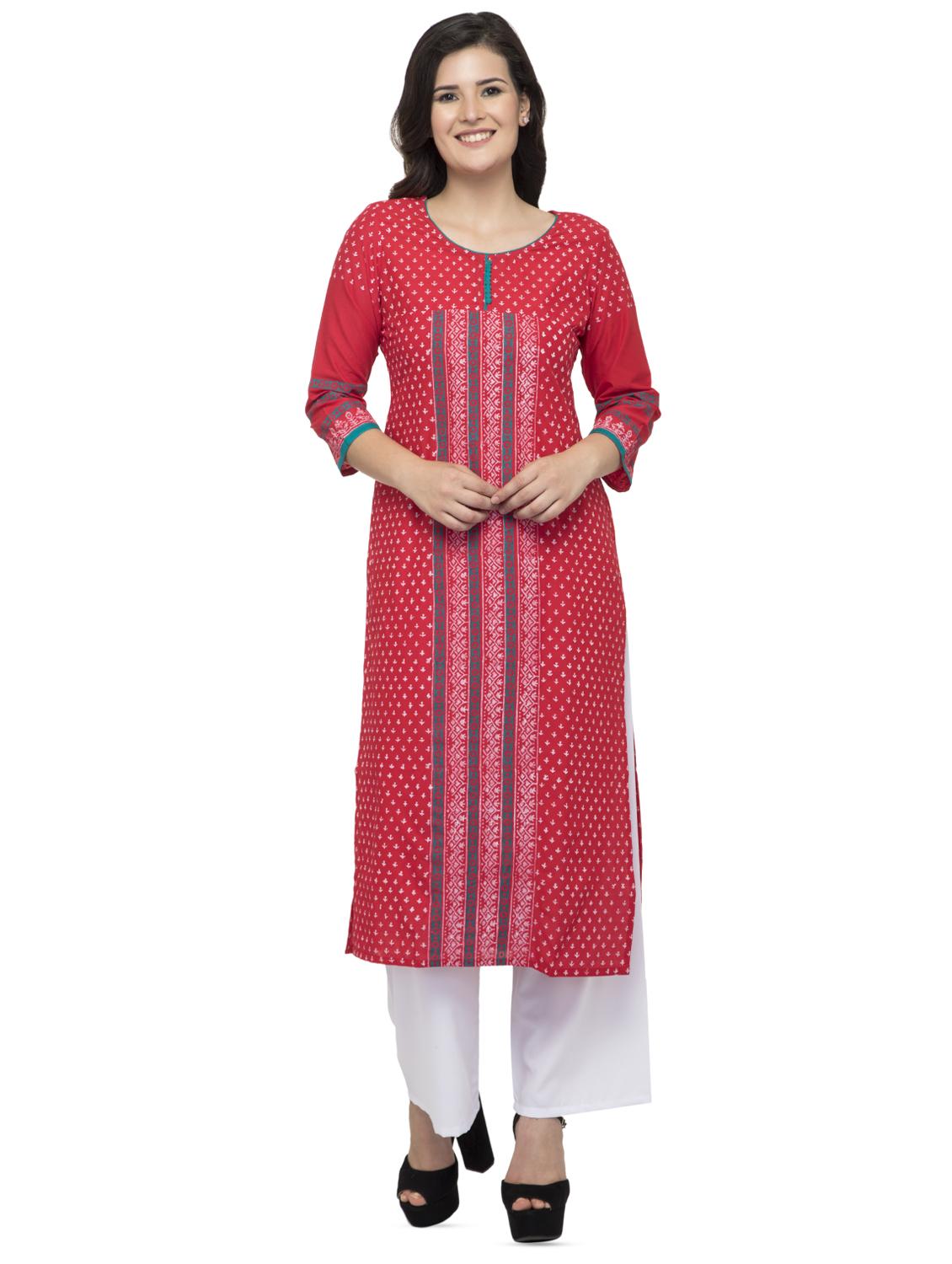 printed straight kurta - 16745038 - Zoom Image - 1