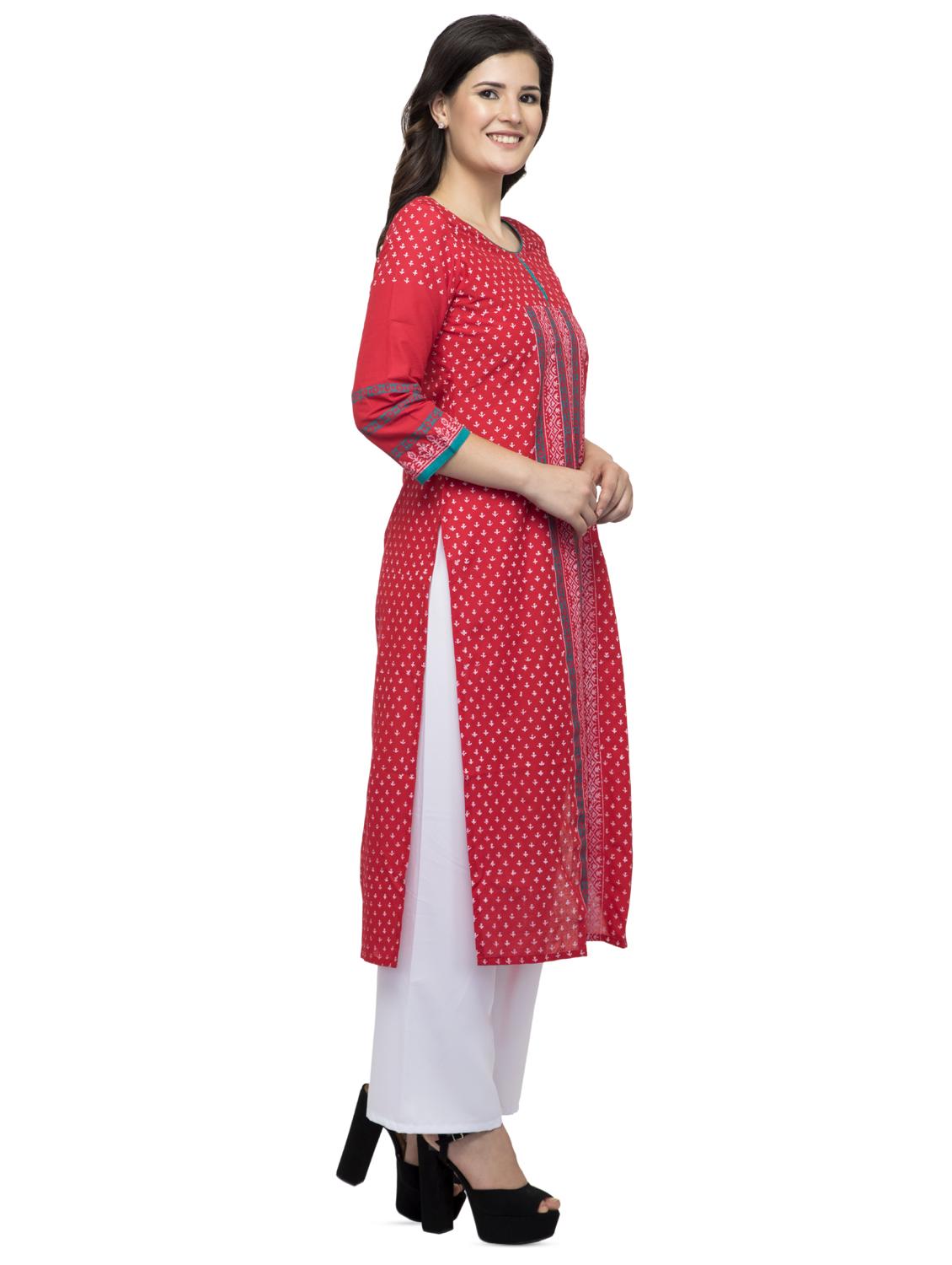 printed straight kurta - 16745038 - Zoom Image - 2