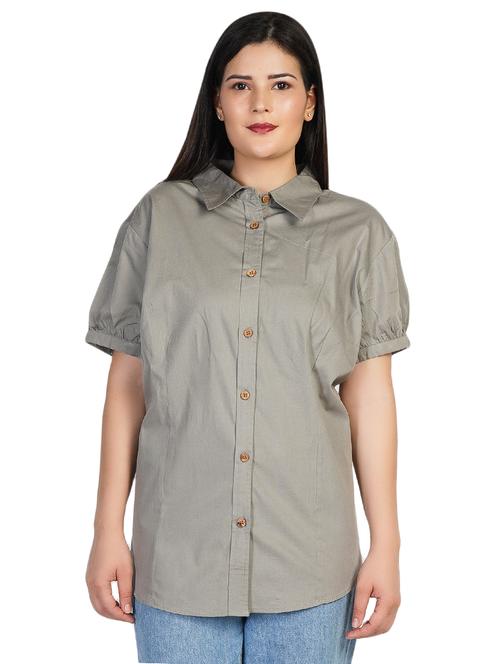 puff sleeved solid shirt - 16745065 - Standard Image - 1