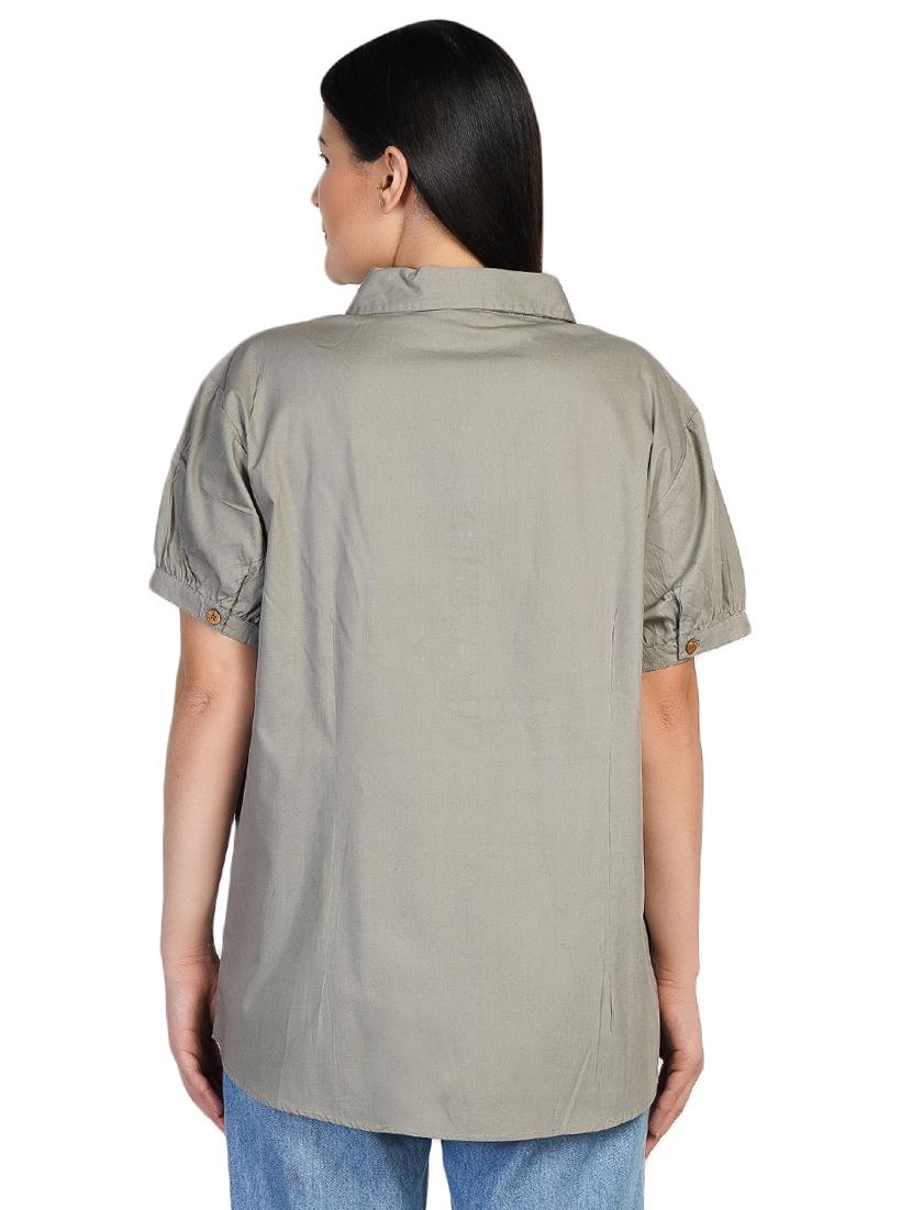 puff sleeved solid shirt - 16745065 - Zoom Image - 3