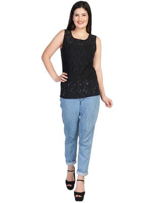 round neck laced top - 16745067 - Standard Image - 4