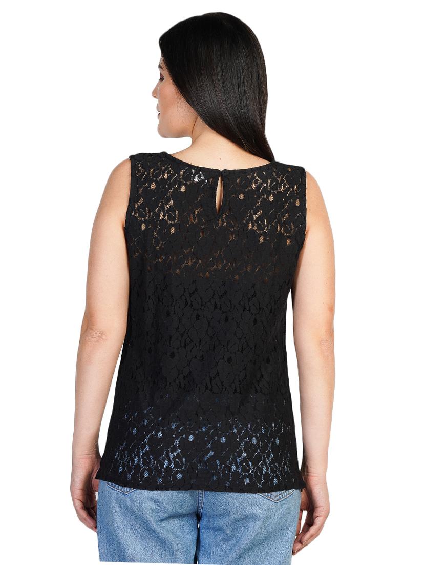 round neck laced top - 16745067 - Zoom Image - 3