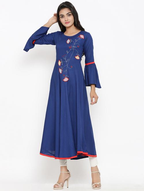 embroidered flared kurta - 16745263 - Standard Image - 1