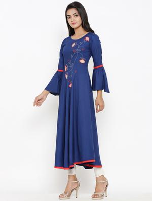embroidered flared kurta - 16745263 - Standard Image - 2