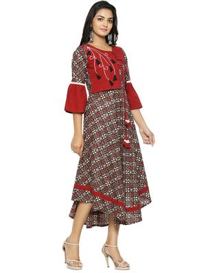 printed asymmetric ethnic dress - 16745267 - Standard Image - 2
