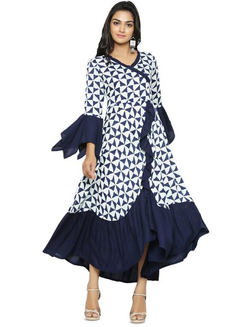 geometric print flared ethnic dress - 16745268 - Standard Image - 1