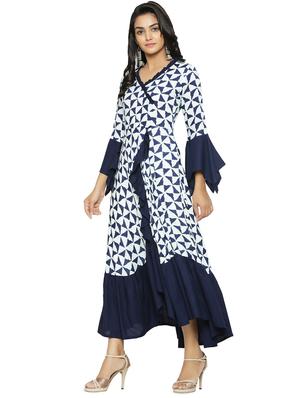 geometric print flared ethnic dress - 16745268 - Standard Image - 2