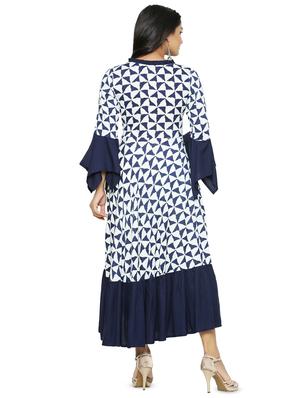geometric print flared ethnic dress - 16745268 - Standard Image - 3