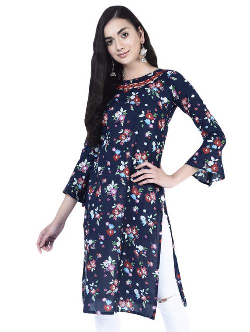 floral print straight kurta - 16745273 - Standard Image - 1
