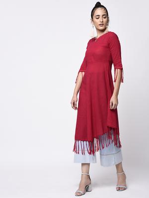 solid a-line kurta - 16745274 - Standard Image - 2