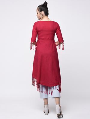 solid a-line kurta - 16745274 - Standard Image - 3