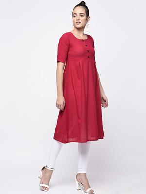 solid a-line kurta - 16745276 - Standard Image - 2