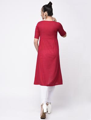 solid a-line kurta - 16745276 - Standard Image - 3