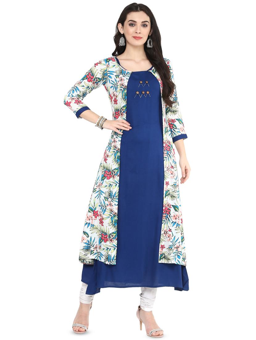 floral print layered kurta - 16745279 - Zoom Image - 1