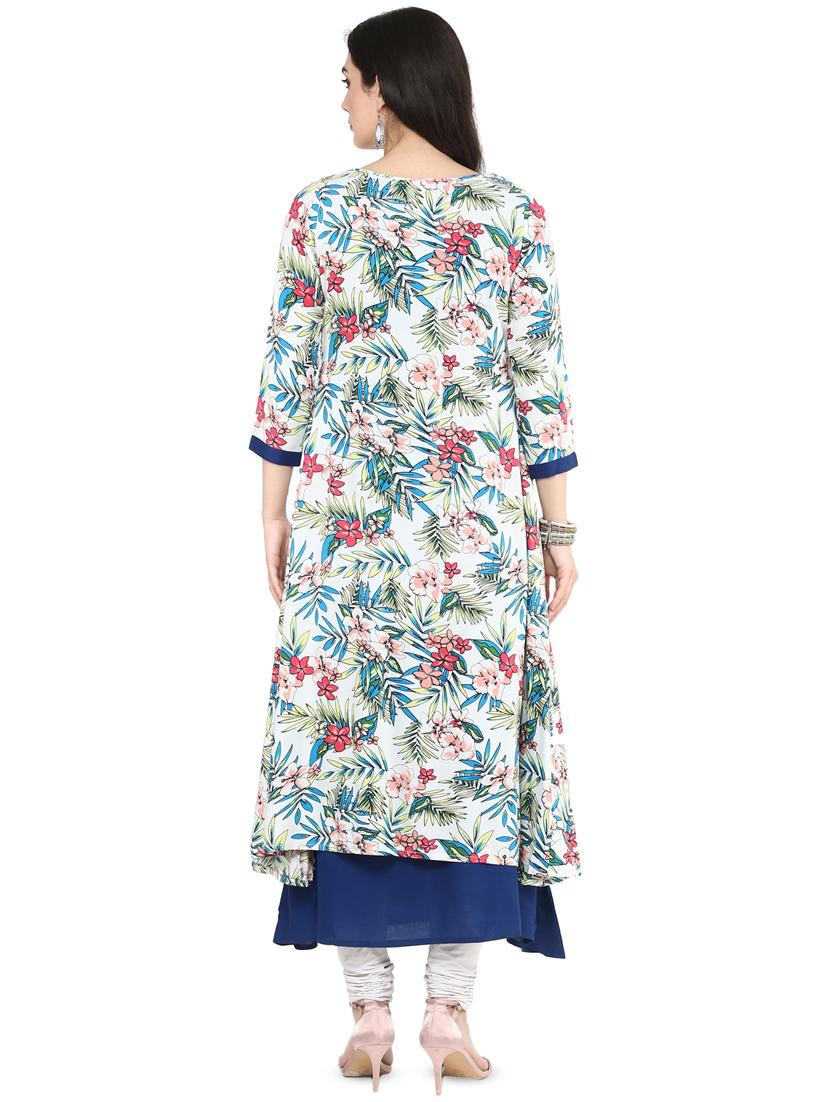 floral print layered kurta - 16745279 - Zoom Image - 3