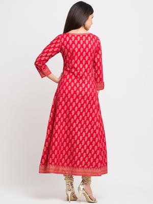 foil printed flared kurta - 16745295 - Standard Image - 4