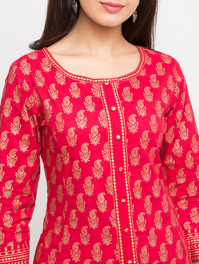 foil printed flared kurta - 16745295 - Zoom Image - 5