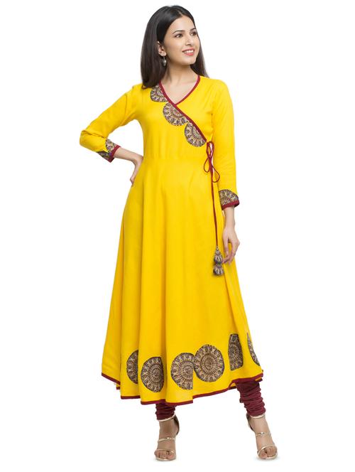 solid angrakha kurta - 16745297 - Standard Image - 1