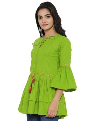 tassel tie up mirror work layered tunic - 16745447 - Standard Image - 2