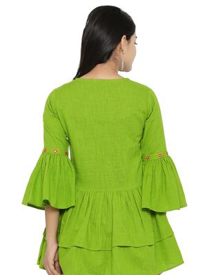 tassel tie up mirror work layered tunic - 16745447 - Standard Image - 3