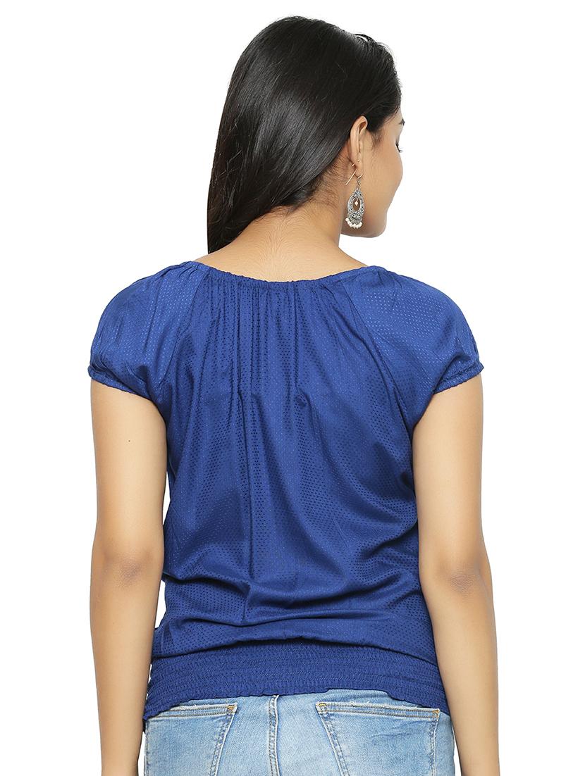 round neck embroidered blouson top - 16745452 - Zoom Image - 3