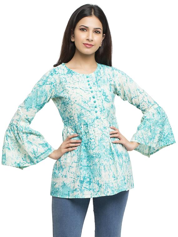 round neck bell sleeved tunic - 16745456 - Zoom Image - 1