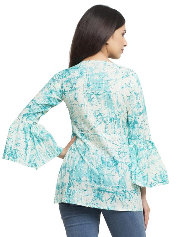 round neck bell sleeved tunic - 16745456 - Zoom Image - 3